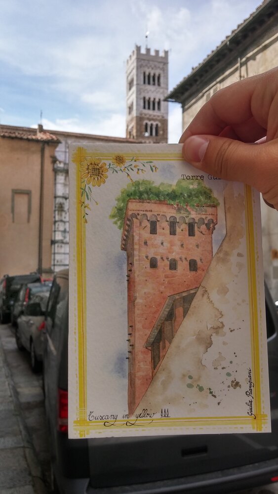 А это Башня Гуиниджи на открытке из Лукки