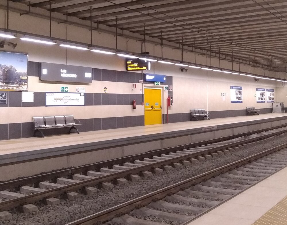 Metro train station at Bari airport