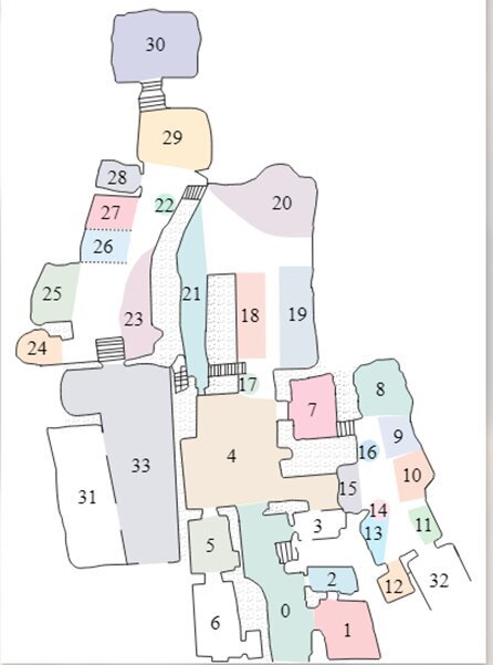 Map of the museum premises. 30 rooms and objects worth a visit.