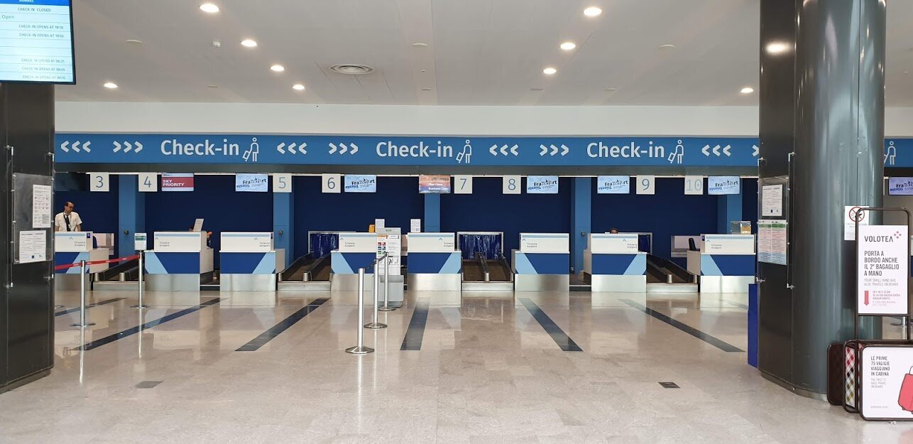 Check-in desks at Trieste airport