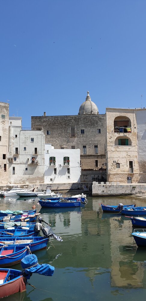 Typical Gozzi boats in the Old Port of Monopoli