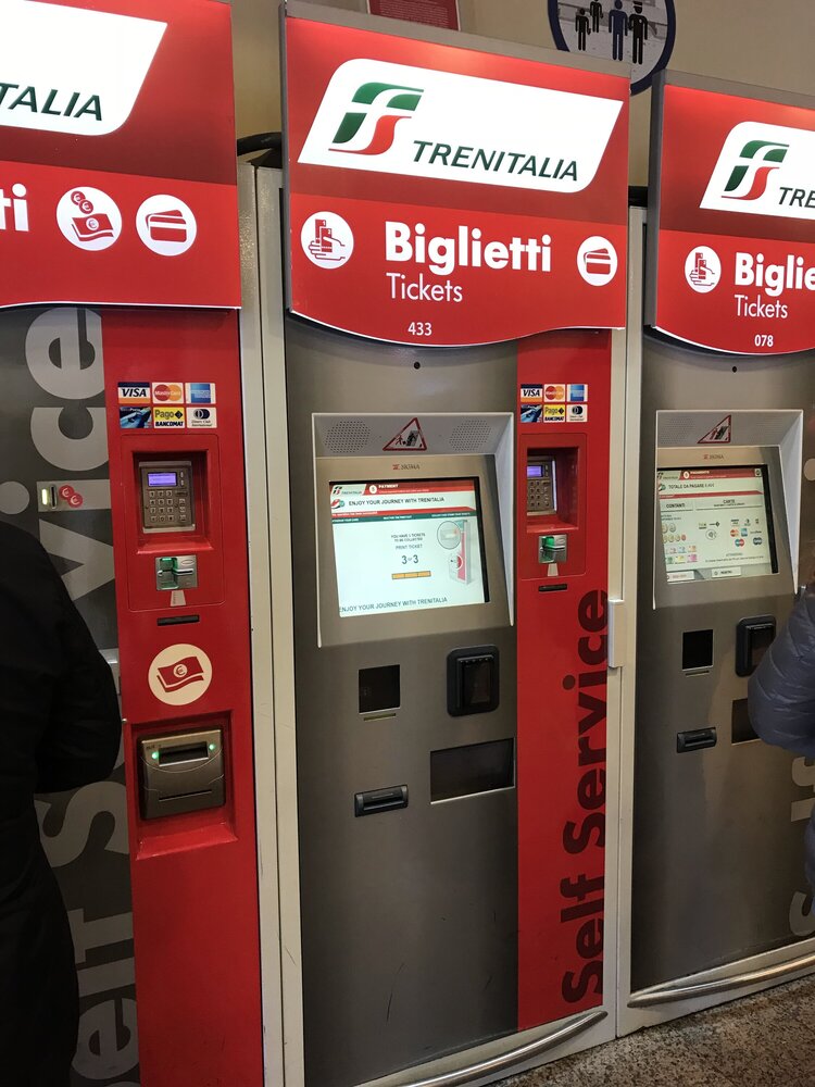 Self-service terminals at train stations in Italy