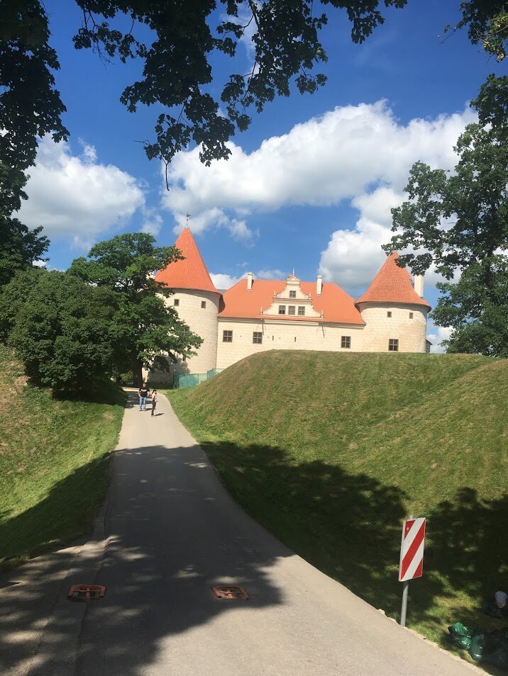 This is a view of the new Bauska Castle - where the museum is located. And the medieval towers are further away