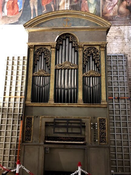Very old organ, probably still playing, but on our visit the baptistery was under restoration