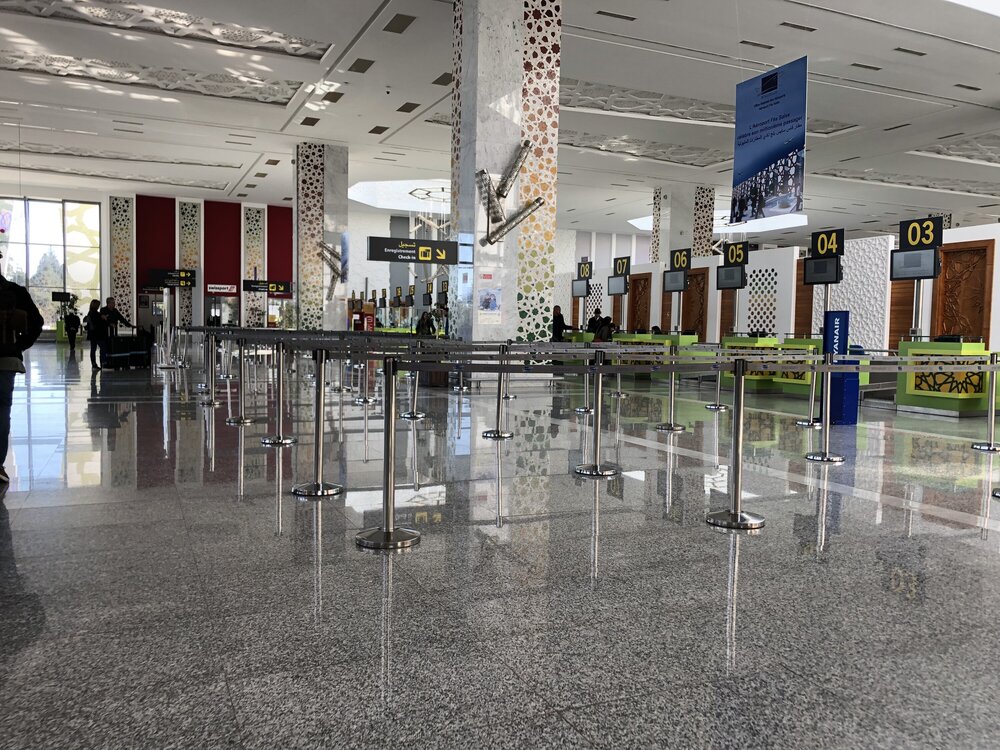 Check-in desks at Fez airport