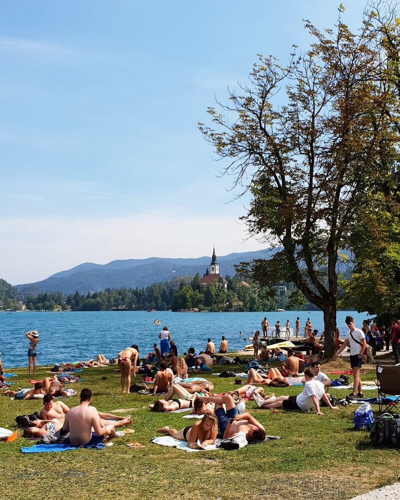 Beach at the rowing station, Bled