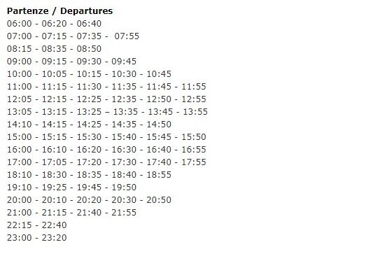 Flight schedule from Capodichino Airport to Naples for 2020