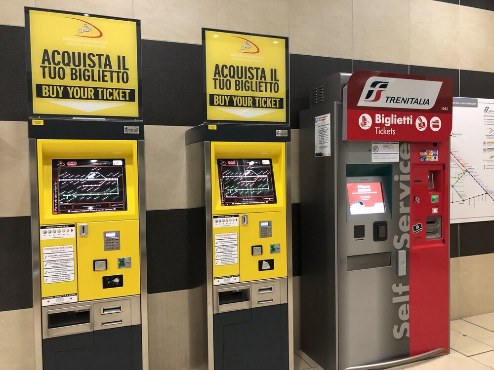 Trenitalia vending machines - red, big, are at every station