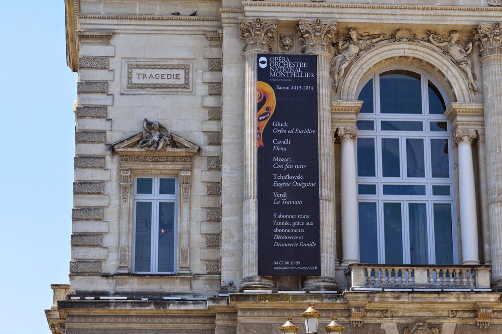 The facade of the Opera and Comedy Theater