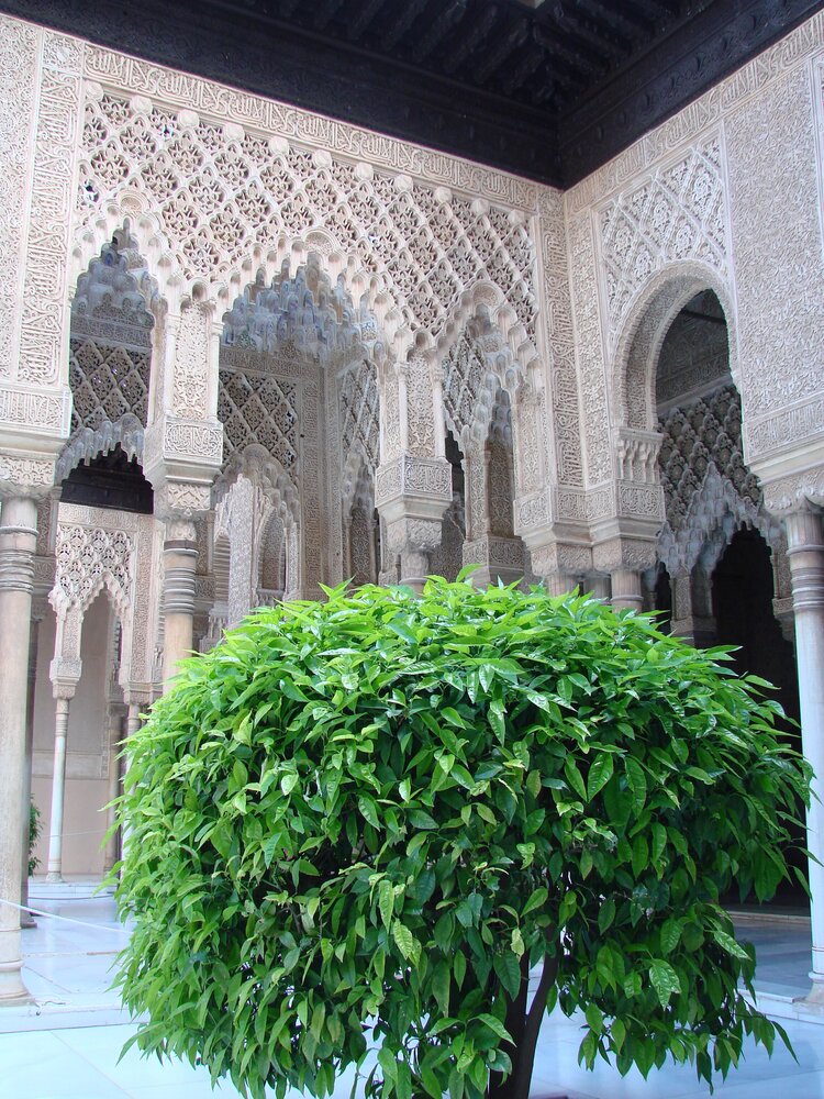 The courtyard at the Alhambra Palace.