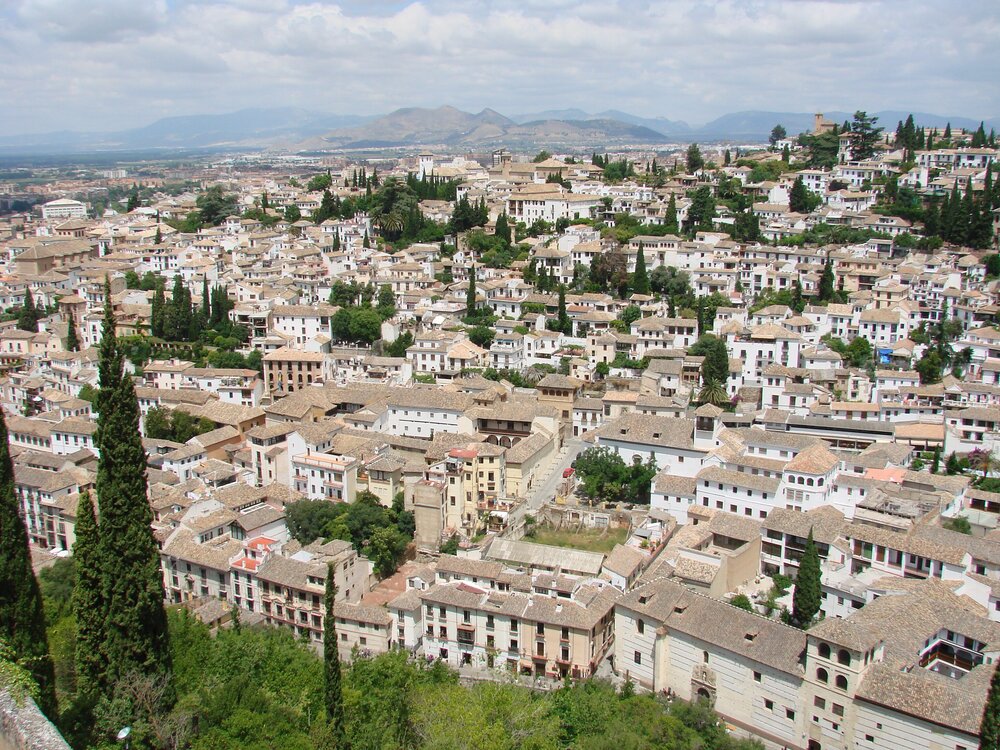 View of the Albaycin residential area from the observation deck of the Round Tower