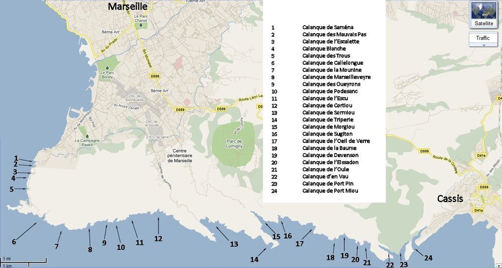 Map of Marseilles calanques