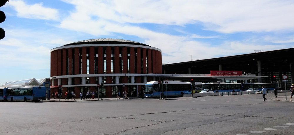 Bus stop at Atocha Station, Madrid