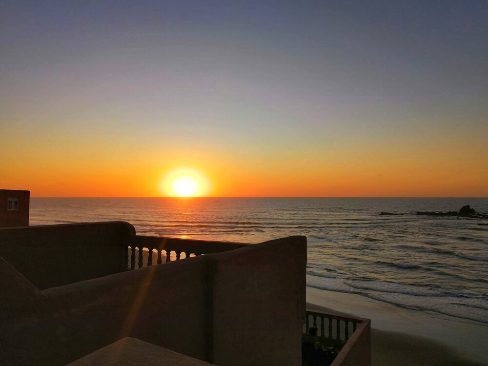 Sunset on the hotel terrace 