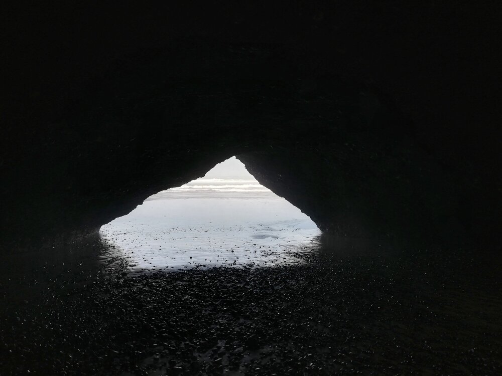 A grotto with access to the ocean