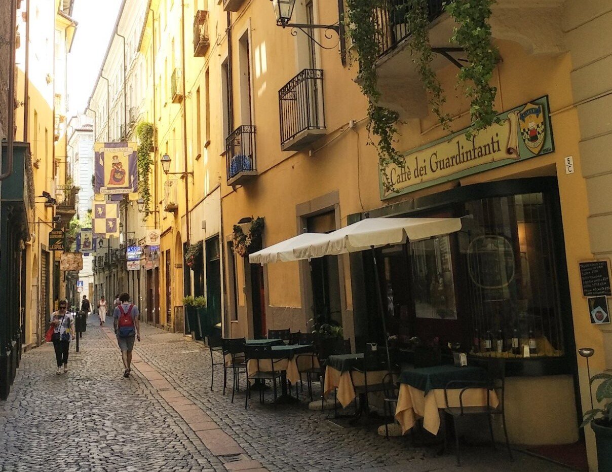 A restaurant on a city street in Turin