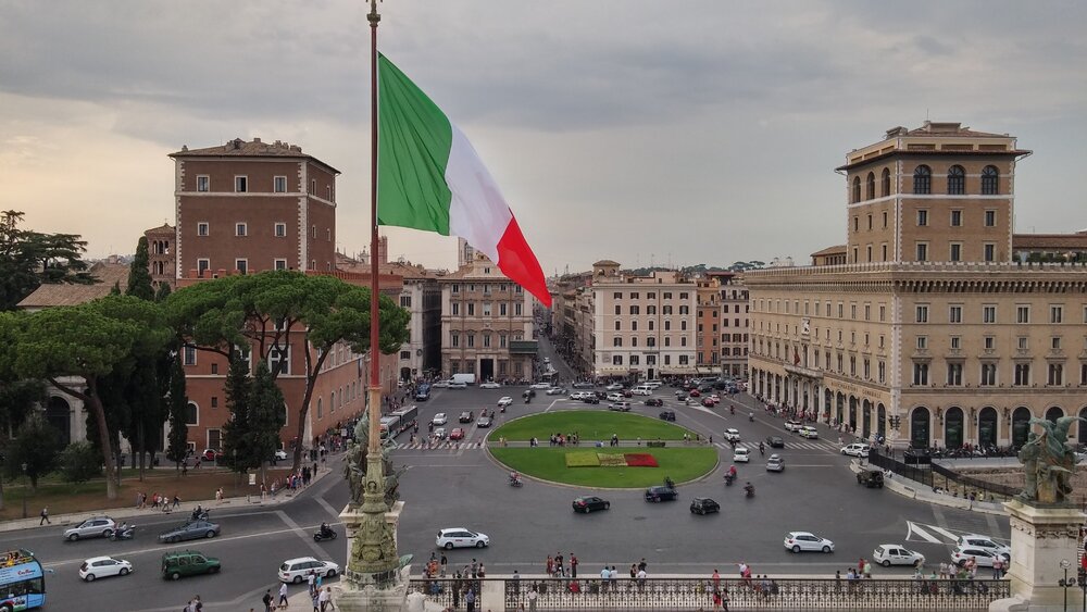 View of Piazza Venezia from the Vittoriano Stairs