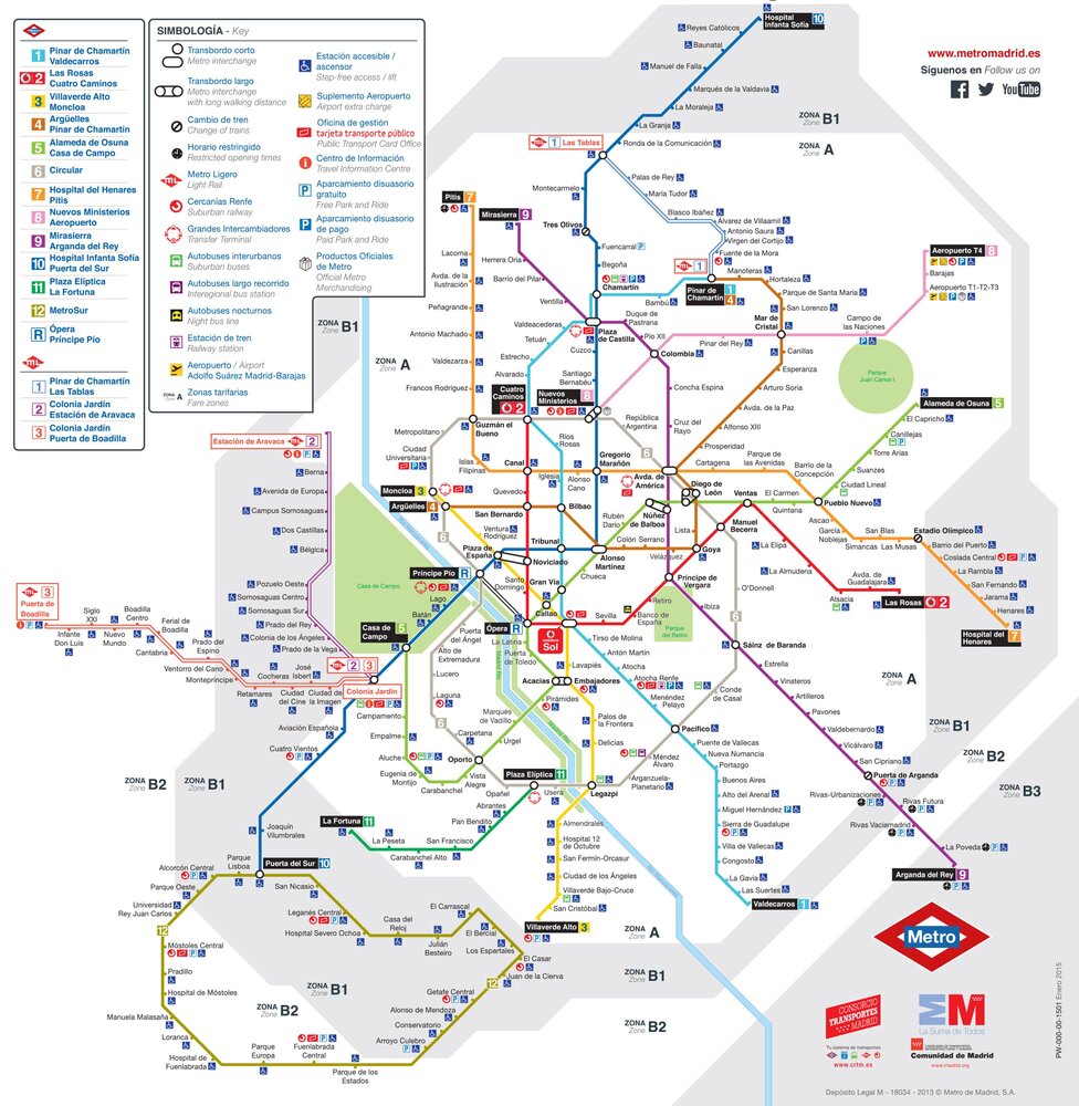 Карта-схема метро Мадрида